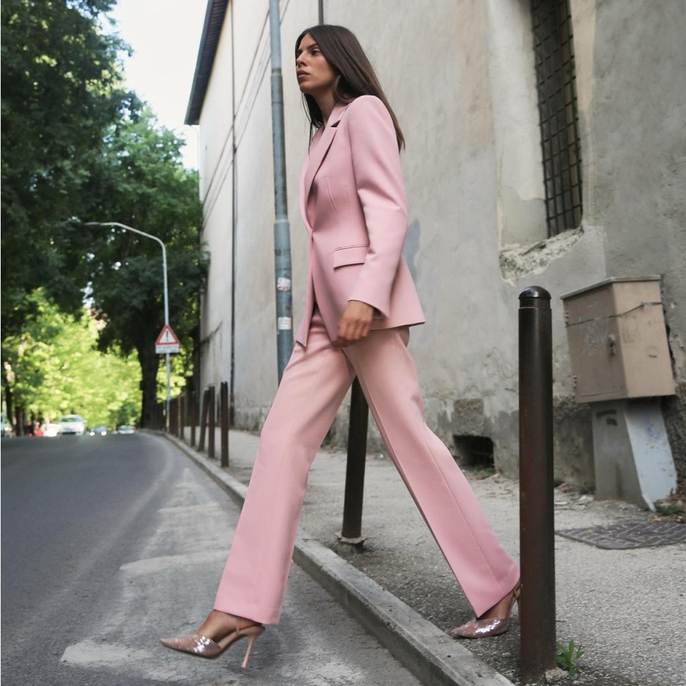 Zara flared high waist Pink pants NWT